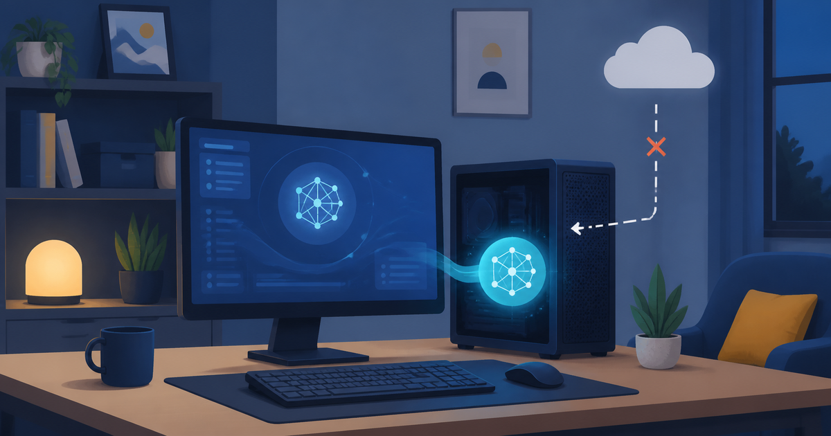 クラウドに繋がずPC単体でAIを動かすイメージ