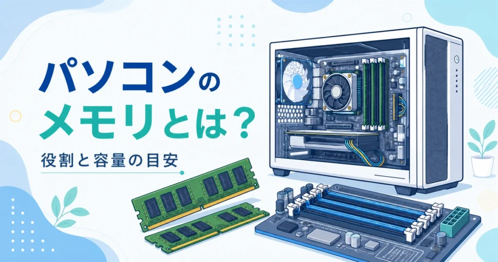 メモリの役割を解説するRAMとPCのイラスト