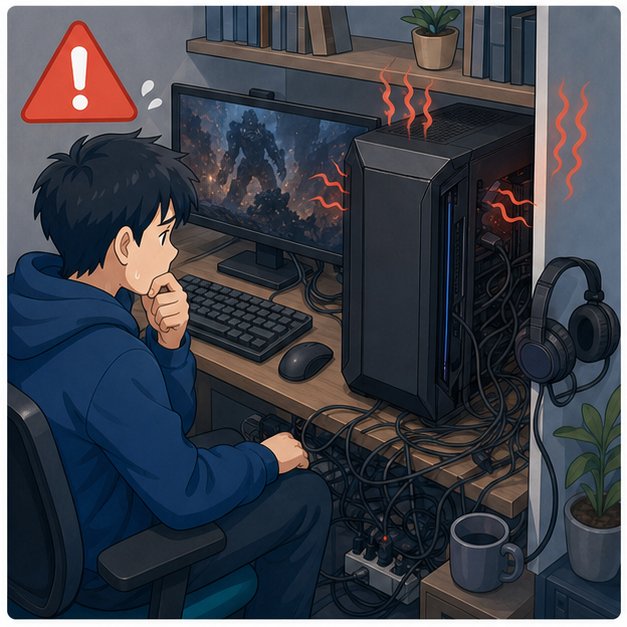 デスクトップPCの確認手順を表すイメージ