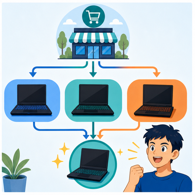 ゲーミングノートPCを買ったあとの使いこなしのイメージイラスト