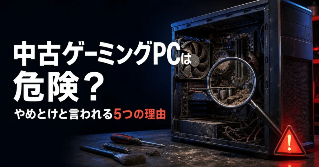 中古ゲーミングPCの状態と購入リスクを点検するイメージ