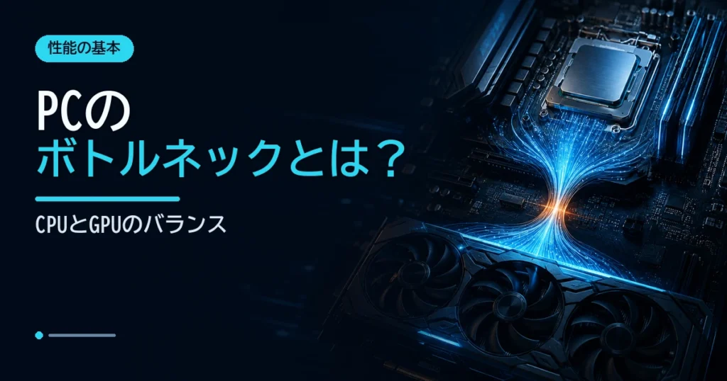 CPUとグラフィックボード間のデータ経路が狭まり、性能のボトルネックを示すイメージ