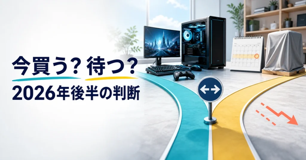 2026年後半にゲーミングPCを今買うか待つか判断するイメージ