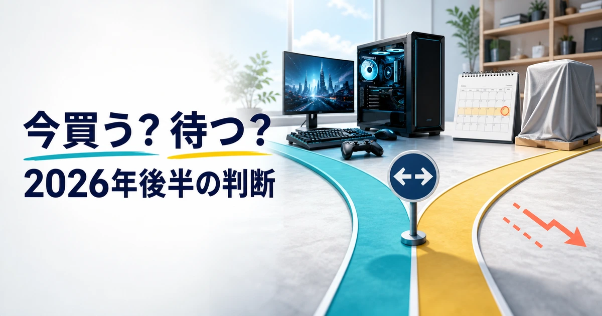 2026年後半にゲーミングPCを今買うか待つか判断するイメージ