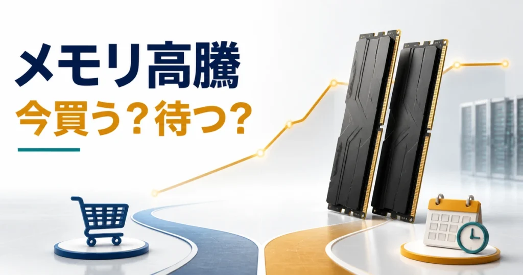 メモリ価格高騰時に今買うか待つか判断するイメージ