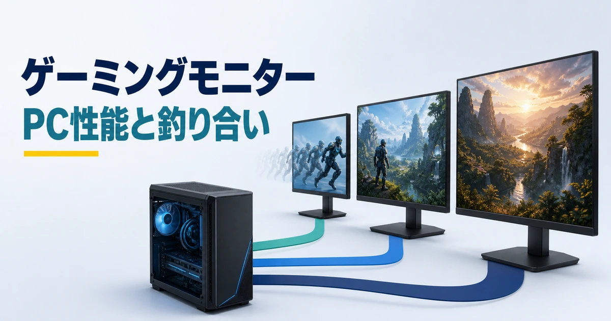 ゲーミングモニターをPC性能と用途に合わせて選ぶイメージ