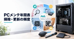 ゲーミングPCの掃除・更新・点検を年間スケジュールで整理したイメージ