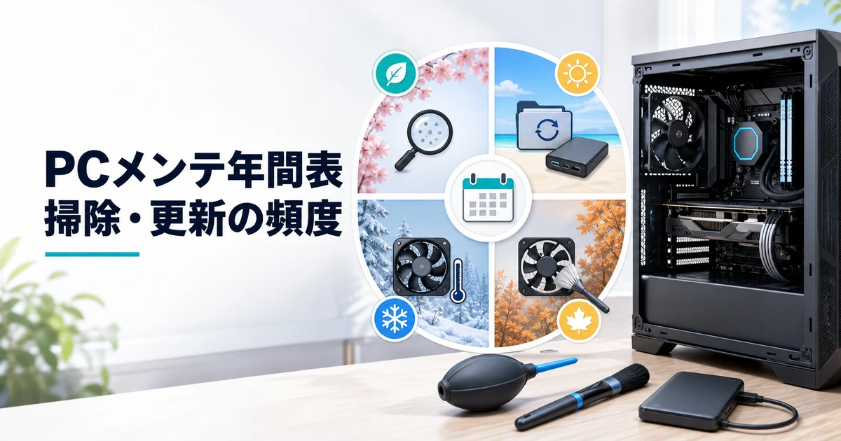 ゲーミングPCの掃除・更新・点検を年間スケジュールで整理したイメージ