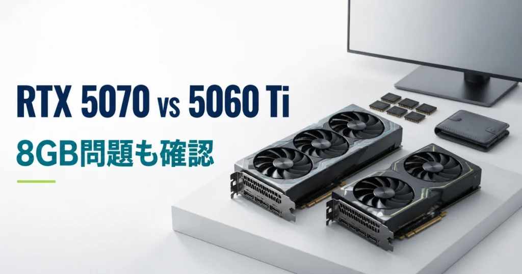 RTX 5070とRTX 5060 Tiを用途・VRAM・予算で比較するイメージ