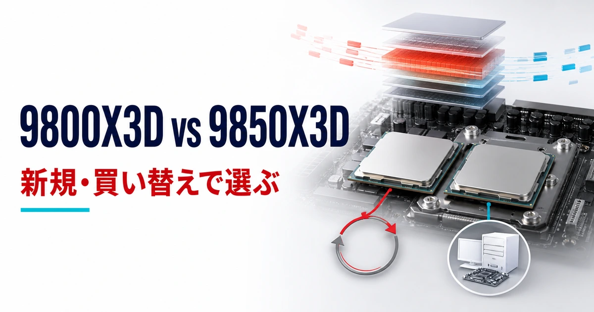 Ryzen 9800X3Dと9850X3Dを新規購入・買い替えで比較するイメージ