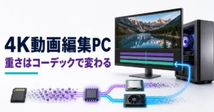 4K動画のコーデック処理をCPU・GPUのハードウェアデコードで支えるイメージ