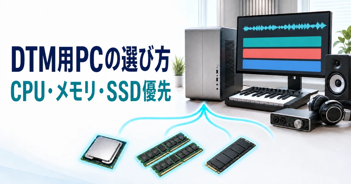 DTM用PCでGPUよりCPU・メモリ・SSDを優先する予算配分のイメージ