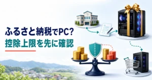ふるさと納税の控除上限とゲーミングPC返礼品・通常購入を比較するイメージ