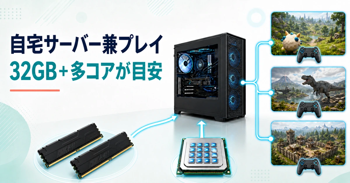 パルワールドやARKを自宅サーバーでホストしながら遊ぶためのメモリと多コアCPU構成