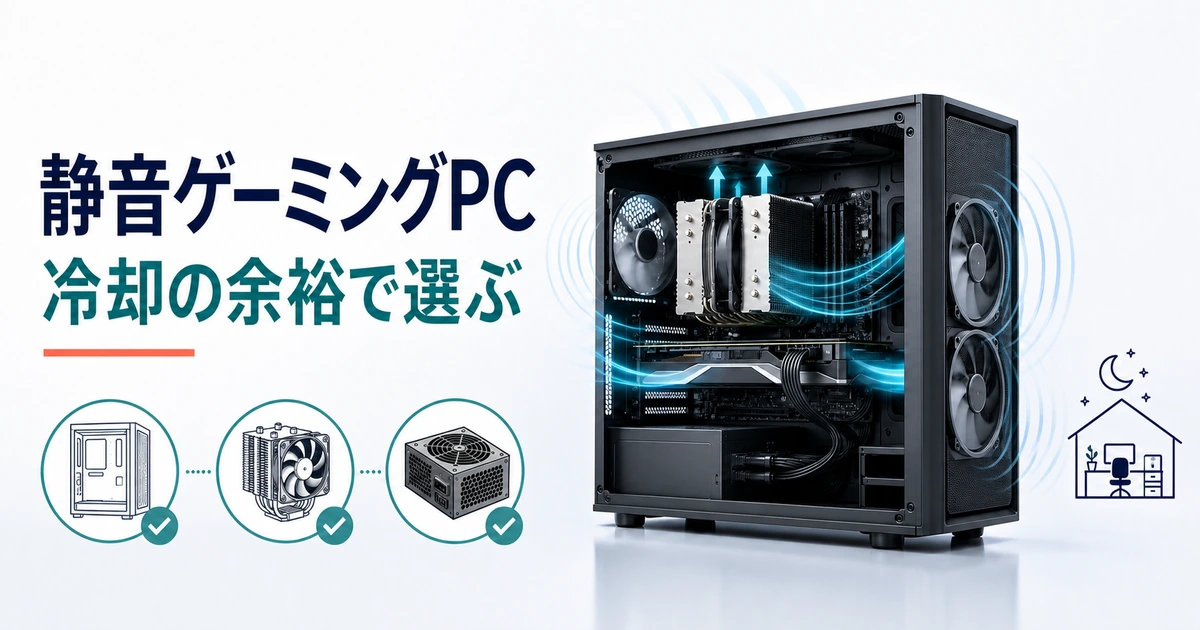 広いケース・大型CPUクーラー・余裕ある電源で静音性を高めるゲーミングPC
