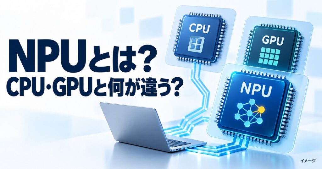 NPUとは。CPU・GPU・NPUの違いを考えるAI PCの概念図