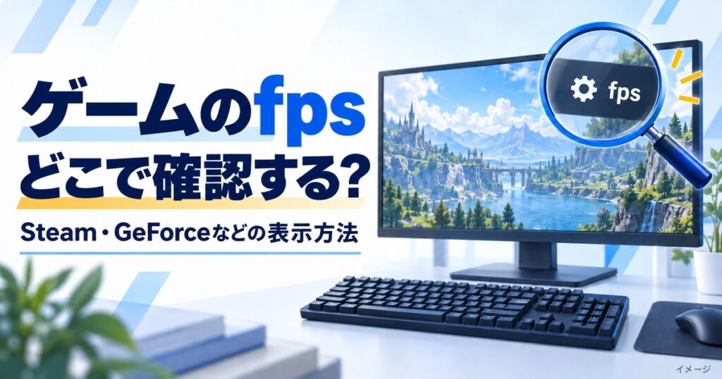 ゲームのfpsをSteamやGeForceなどで確認するイメージ