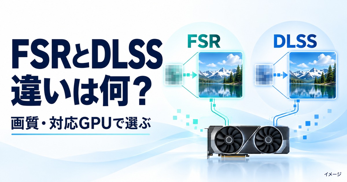 FSRとDLSSの画質・対応GPUを比べるイメージ