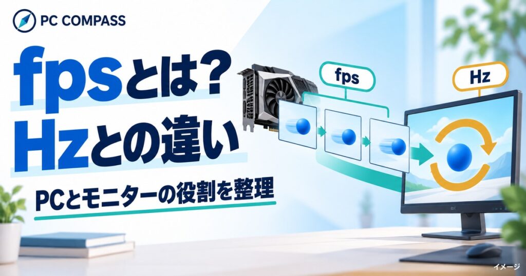 fpsとHzの違いをPCとモニターの役割で整理するイメージ