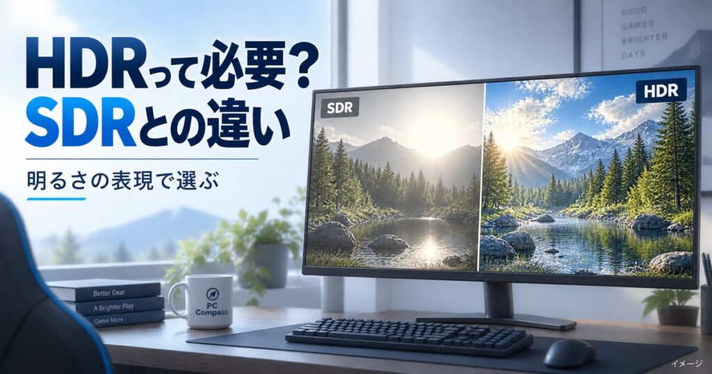 SDRとHDRの明暗表現を比べるイメージ