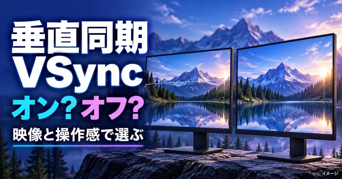垂直同期(VSync)とは?オフにする理由とどっちがいいかゲーム別に解説の記事用イメージ