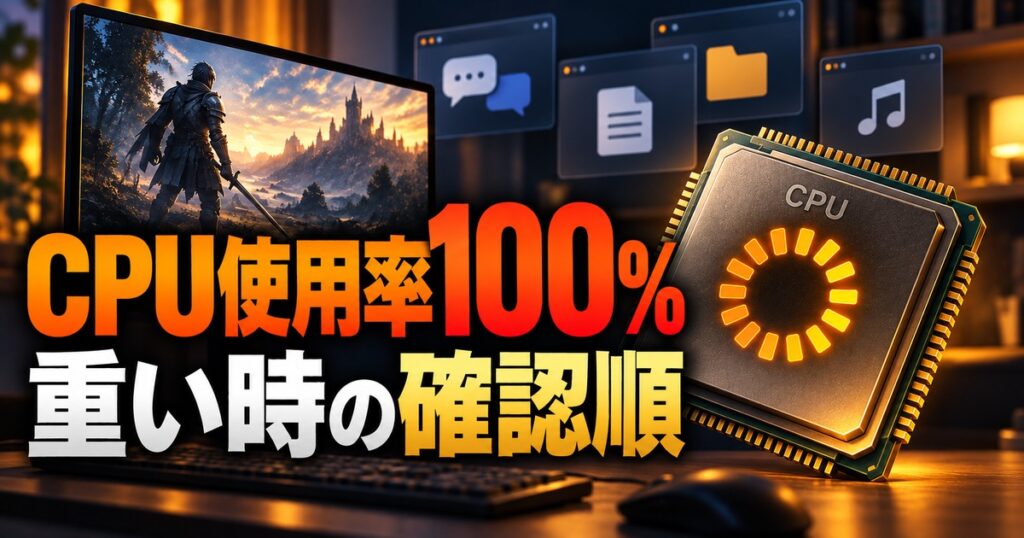 ゲーム中にCPU使用率100％になる原因と対策｜重い・カクつく時の確認手順の記事用イメージ