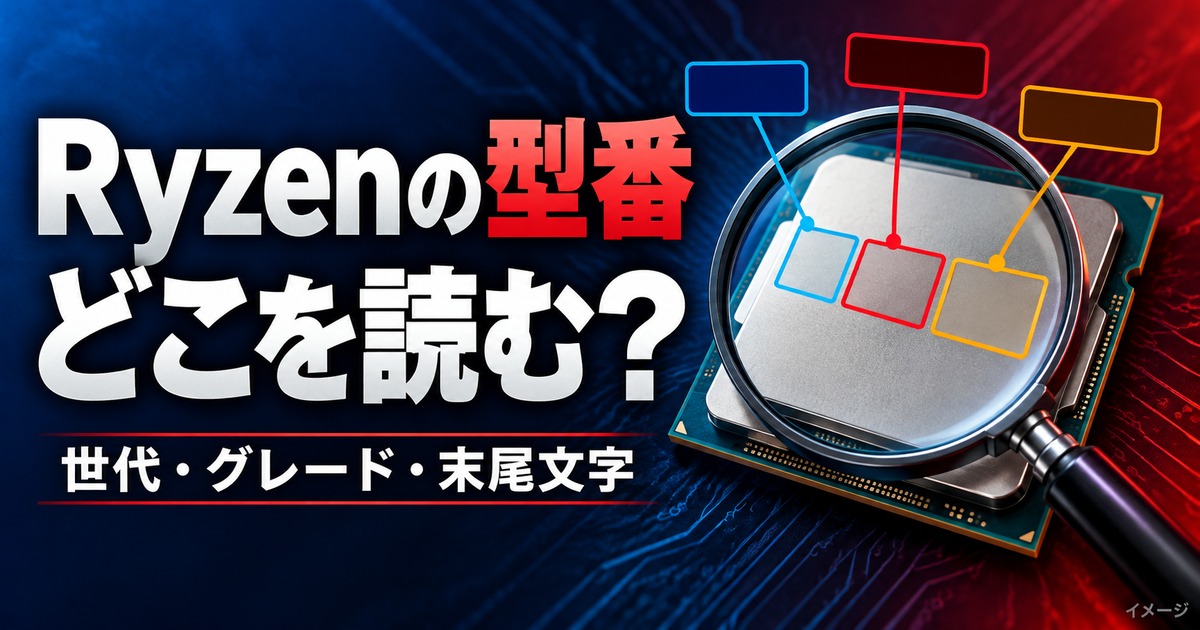 Ryzenの世代の見分け方|型番の数字・末尾文字・選び方を初心者向けに解説の記事用イメージ