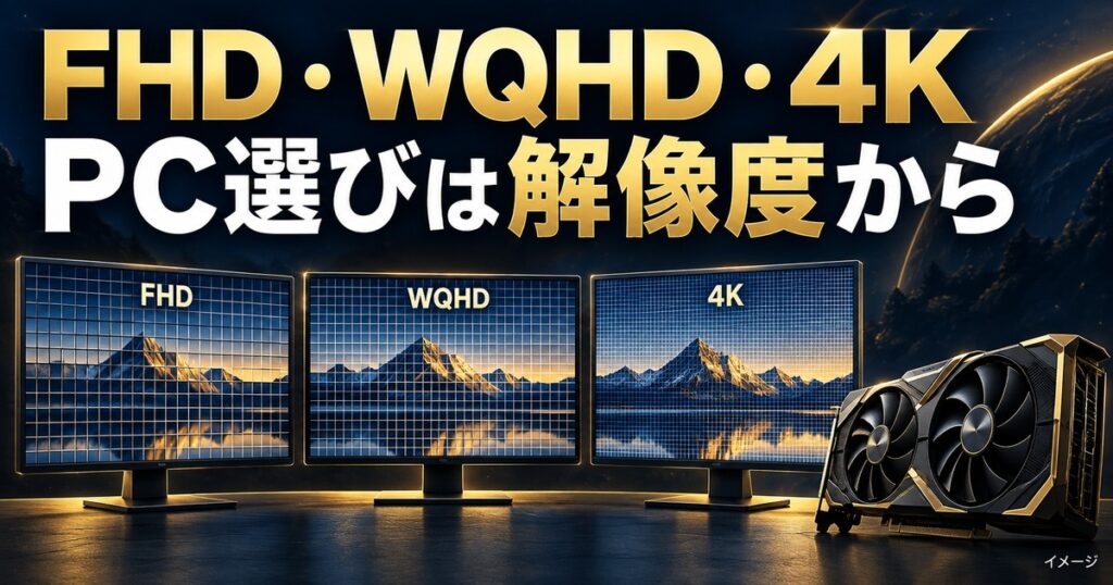 解像度別ゲーミングPCおすすめ｜FHD・WQHD・4KのGPU基準の記事用イメージ