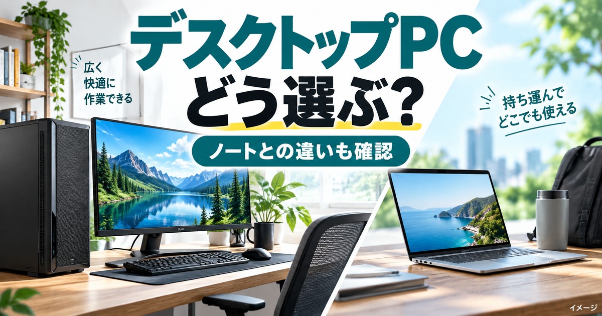 デスクトップPCの選び方｜ノートとの違い・本体価格・おすすめ用途を解説の記事用イメージ