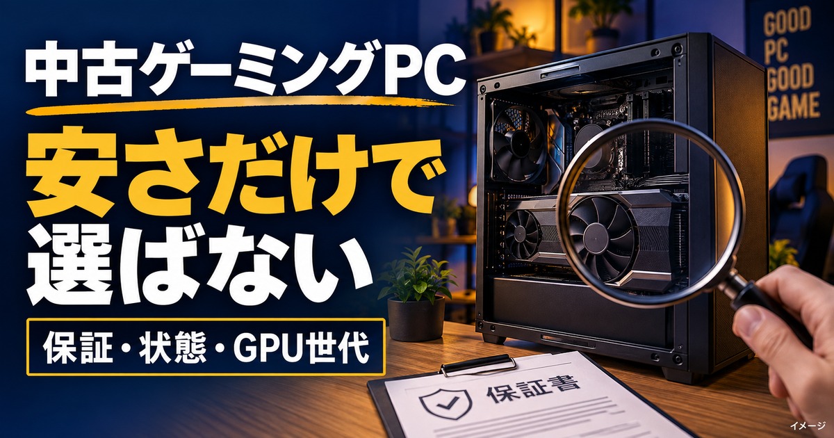 中古ゲーミングPCの選び方|安さで後悔しないチェック項目と新品との違いの記事用イメージ