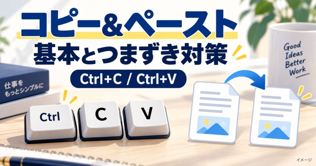 パソコンのコピー＆ペーストのやり方｜Ctrl+C/Vと失敗しやすい場面を解説の記事用イメージ