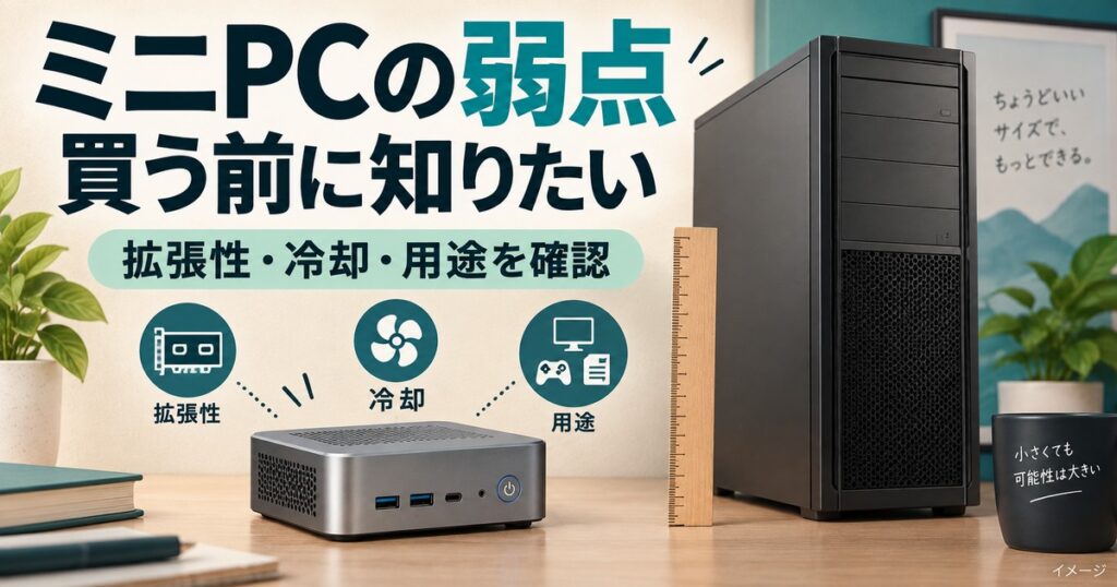 ミニPCのデメリットとは？やめとけ・おすすめしない理由と向く人を解説の記事用イメージ