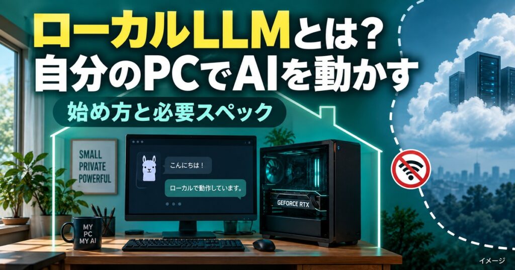 ローカルLLMとは？自分のPCでAIを動かす方法と必要スペックを解説の記事用イメージ