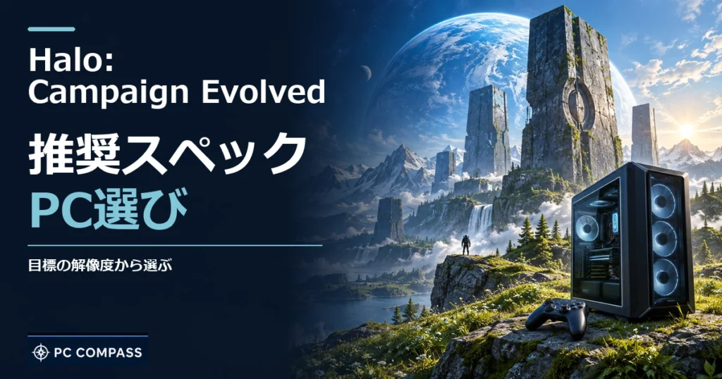 Halo: Campaign Evolvedの推奨スペック・PC選び。目標の解像度から選ぶを伝える記事用イメージ