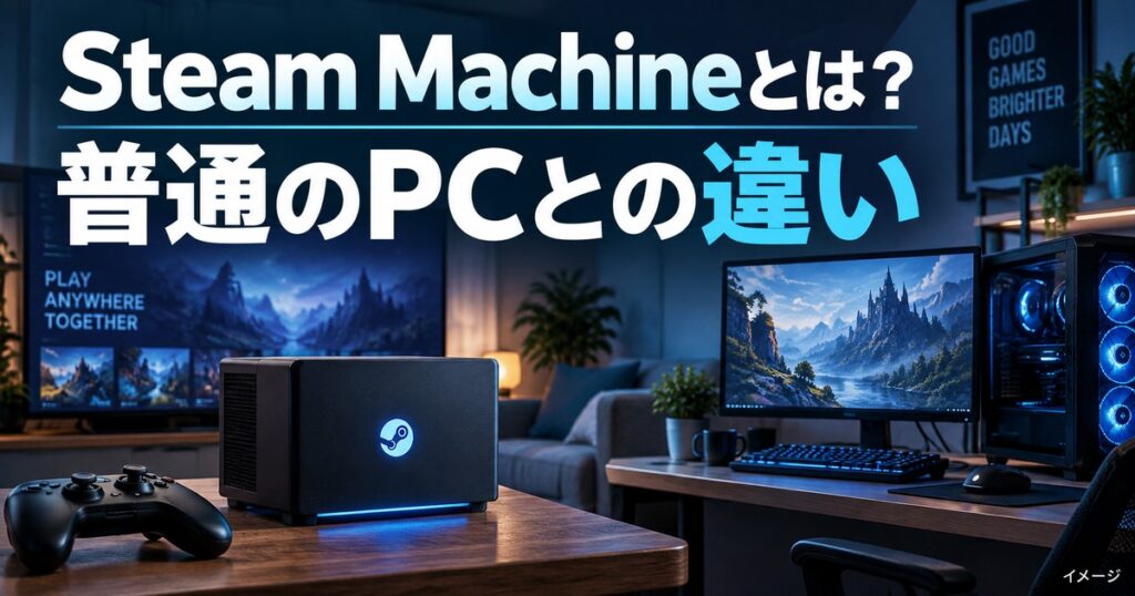Steam Machineとは？普通のゲーミングPCとの違いをやさしく解説の記事用イメージ