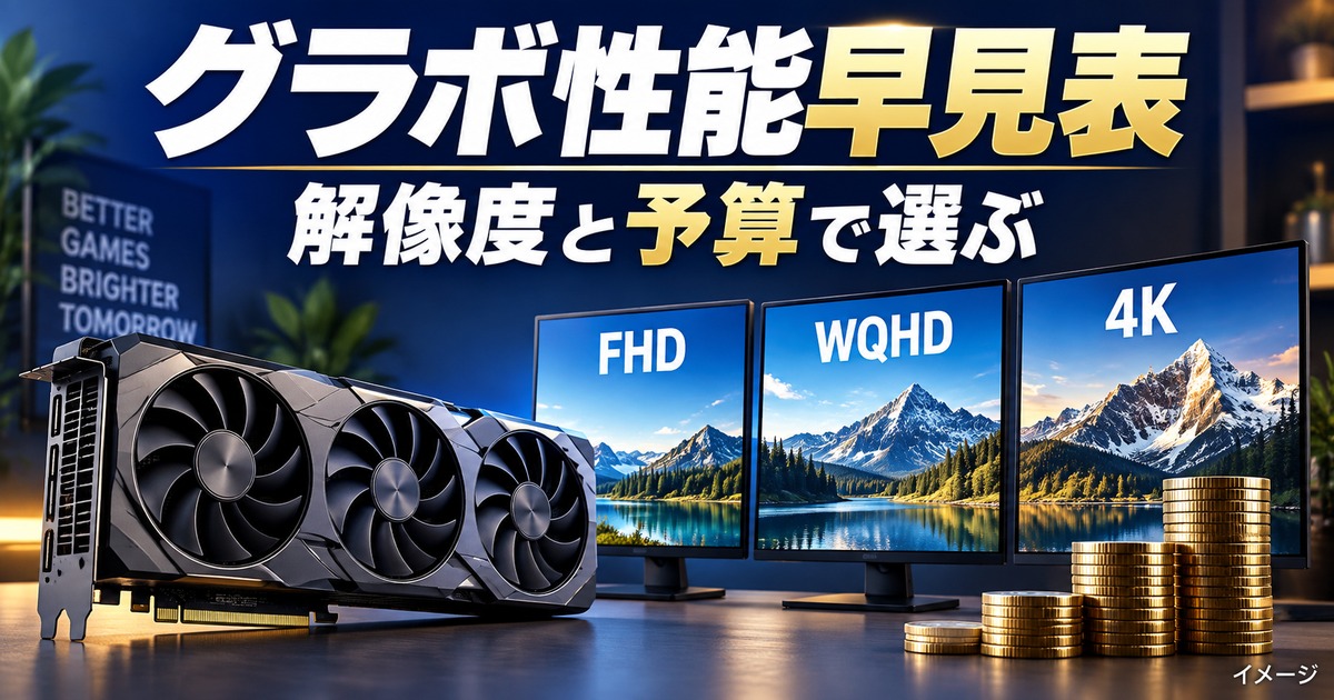 GPU性能早見表グラボ性能表を解像度×予算で一覧比較の記事用イメージ
