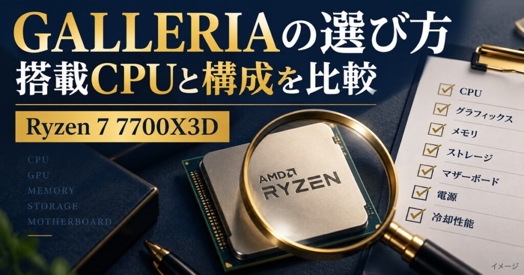 GALLERIAのRyzen 7 7700X3D搭載PC｜3機種の違いと選び方の記事用イメージ