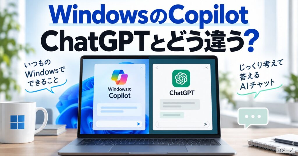 WindowsのCopilotとは？ChatGPTとの違いと使い方を解説の記事用イメージ