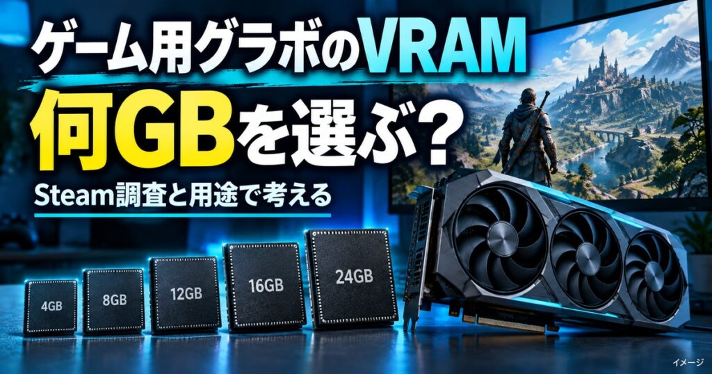 VRAM 16GBがSteamで最多に｜今買うゲーミングPCのグラボ目安を解説の記事用イメージ