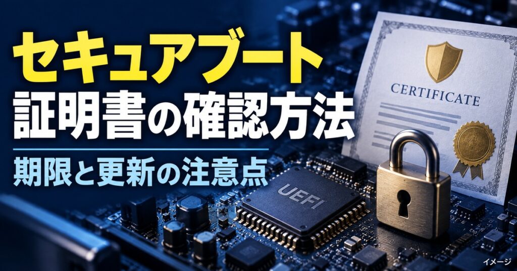 セキュアブート証明書の期限切れとは？自分のPCの確認方法と対処法を解説の記事用イメージ