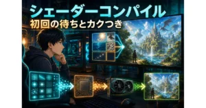 PCゲーム初回のシェーダーコンパイルを待ちカクつきを減らす仕組みのイメージ