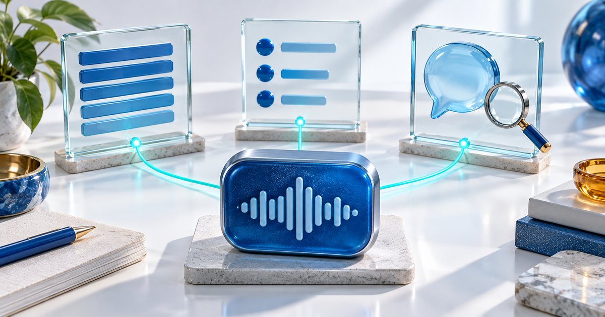 ChatGPTで音声ファイルを文字起こし・要約・質問できるイメージ図