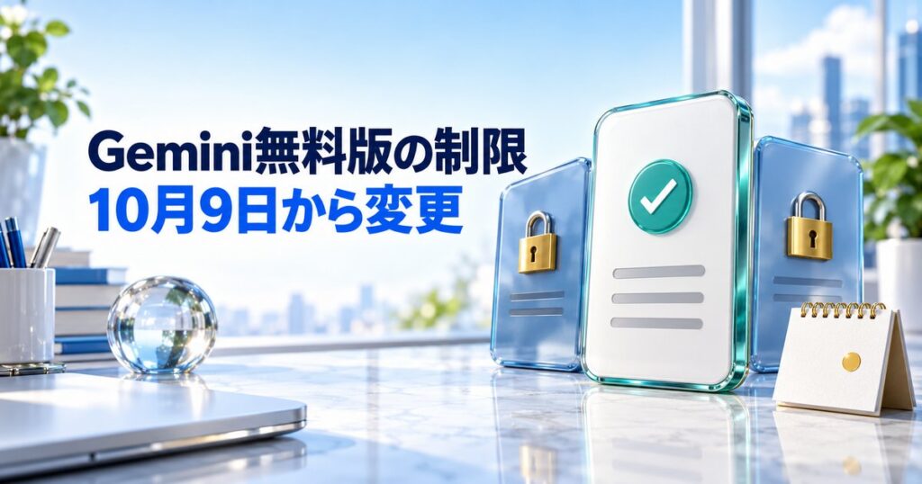 Gemini無料版の制限はいつから？10月9日の変更点と有料にすべきか解説