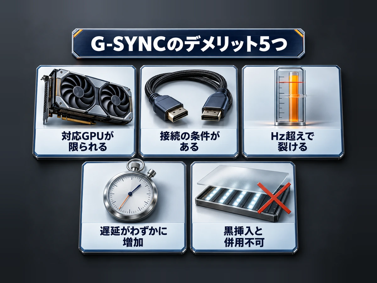 G-SYNCのデメリット5つを整理した図