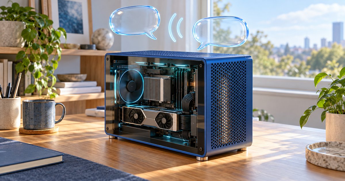 PCで小さな会話AIが動くイメージ図