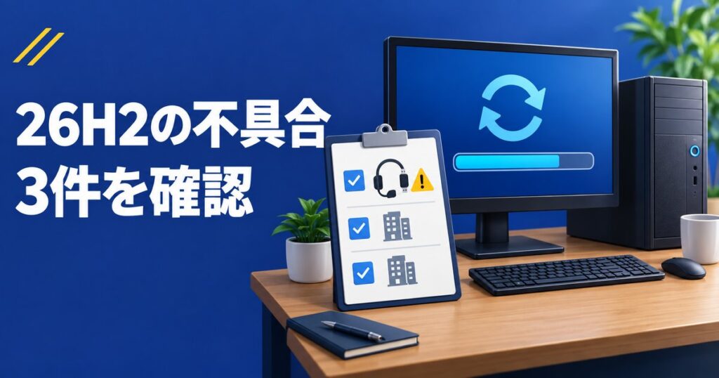 26H2の不具合は？Windows 11新版の既知3件と今入れるべきか