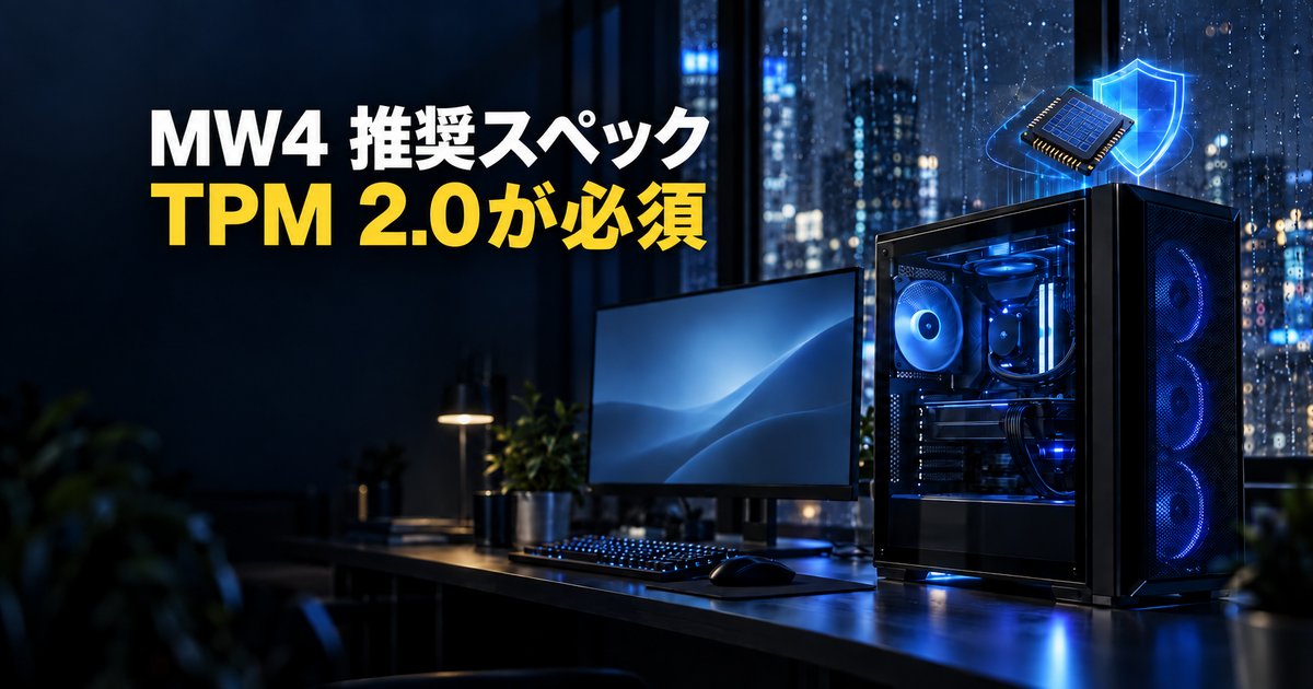 MW4の推奨スペックは?グラボ・SSD・TPM 2.0の要件と確認方法