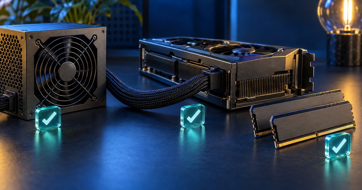RTX 5080・5090を買う前に確認する電源・16ピンコネクタ・メモリのイメージ