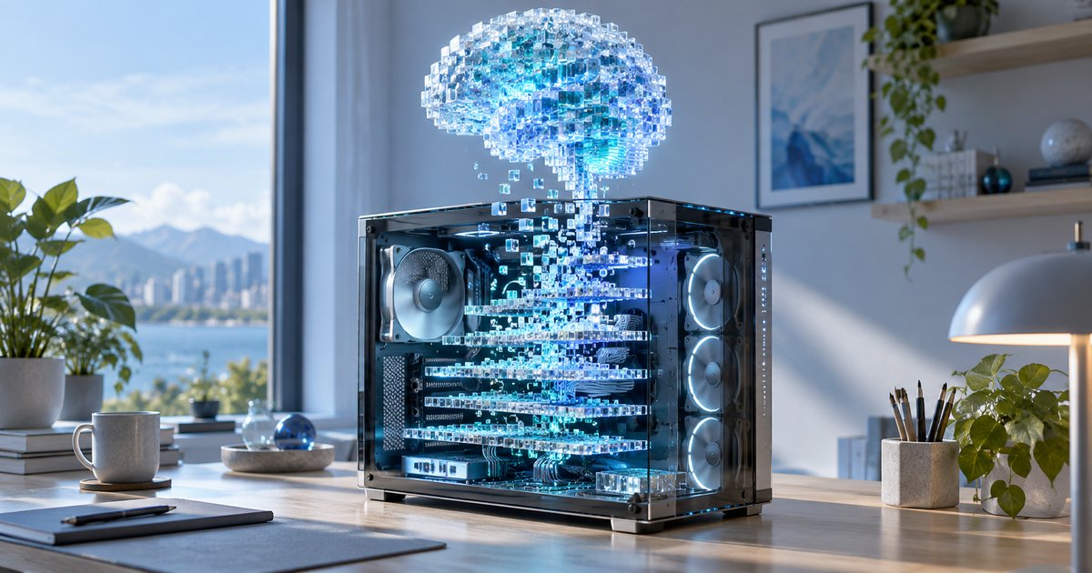 Strataで大きなAIモデルを自宅のPCで動かすイメージ図