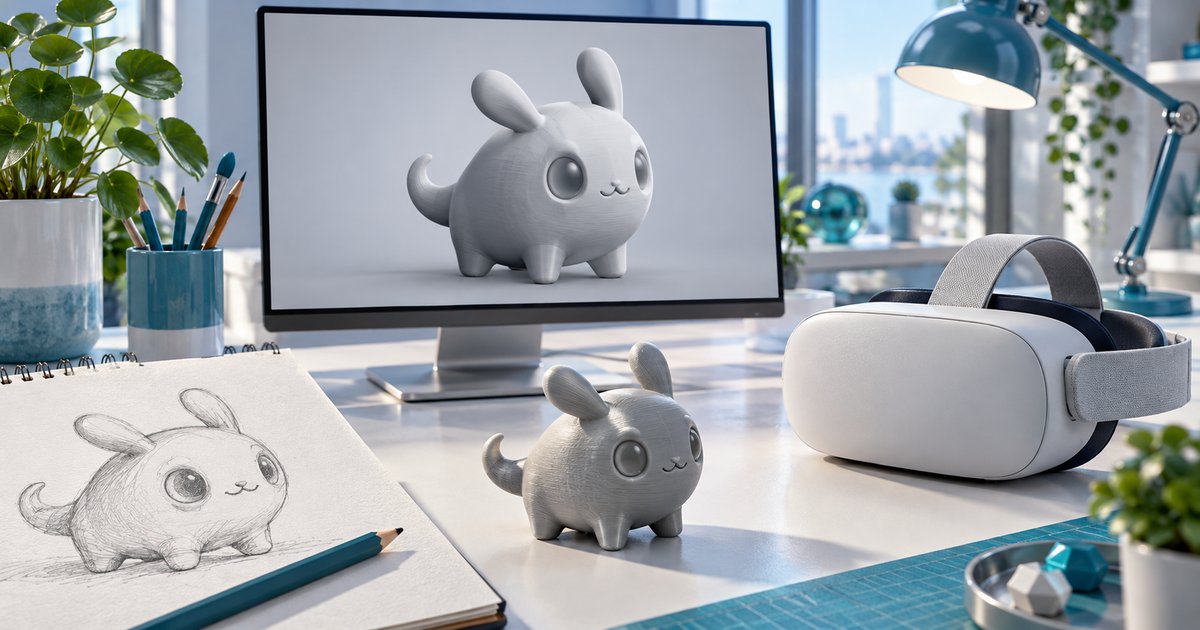 Tripoで作った3Dモデルの用途(ゲーム素材・3Dプリント・VR)のイメージ図